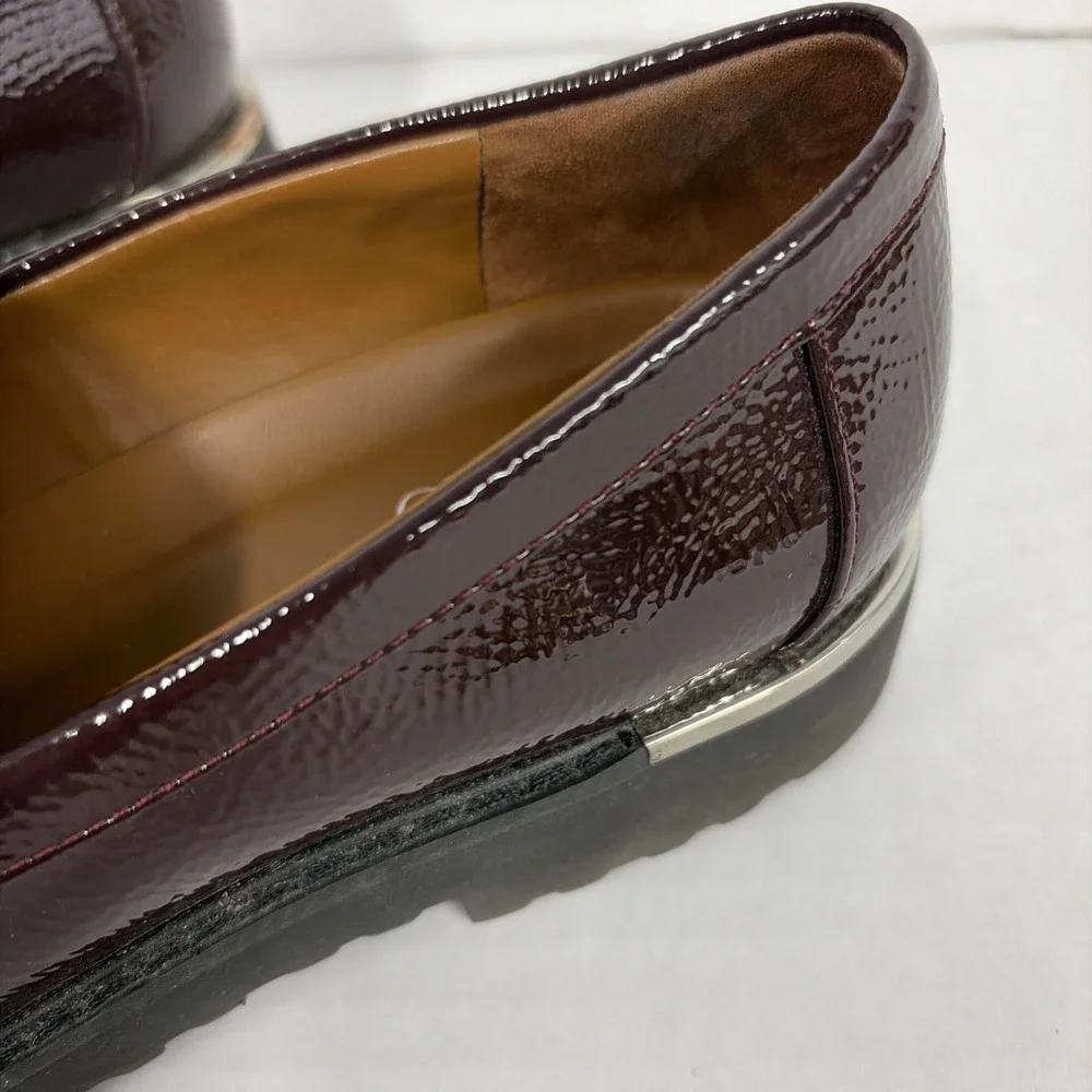 Franco Sarto Carolynn Loafer Womens 6 Burgundy Patent Leather Tassels Low Heel
